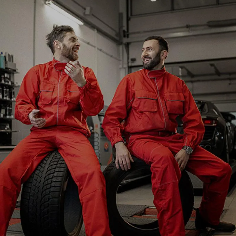 Two mates in a workshop